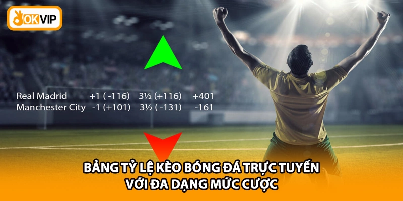 Bảng tỷ lệ kèo bóng đá trực tuyến với đa dạng mức cược