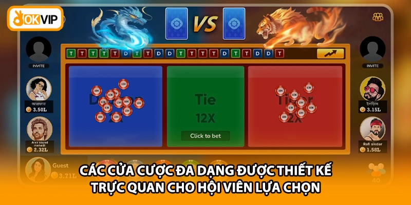 Các cửa cược đa dạng được thiết kế trực quan cho hội viên lựa chọn