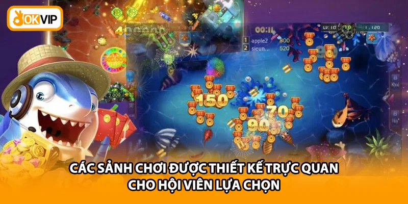 Các sảnh chơi được thiết kế trực quan cho hội viên lựa chọn