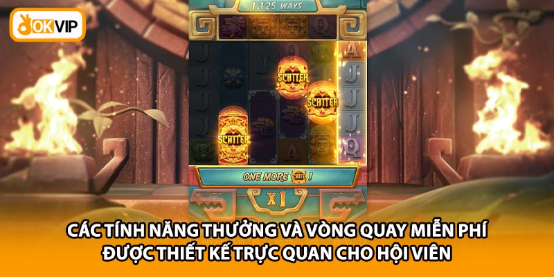 Các tính năng thưởng và vòng quay miễn phí được thiết kế trực quan cho hội viên