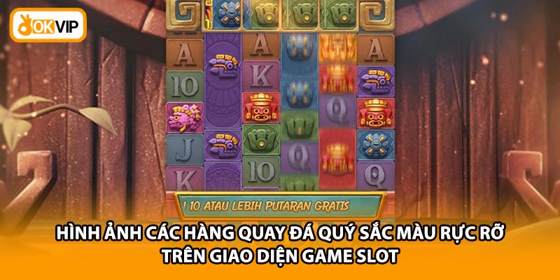 Hình ảnh các hàng quay đá quý sắc màu rực rỡ trên giao diện game slot