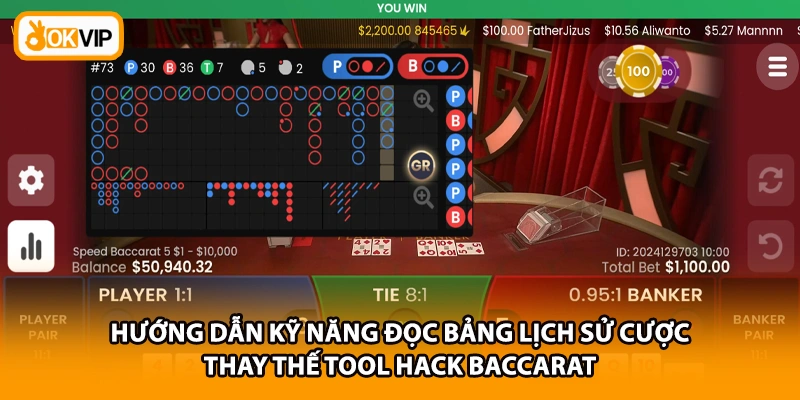 Hướng dẫn kỹ năng đọc bảng lịch sử cược thay thế tool hack baccarat